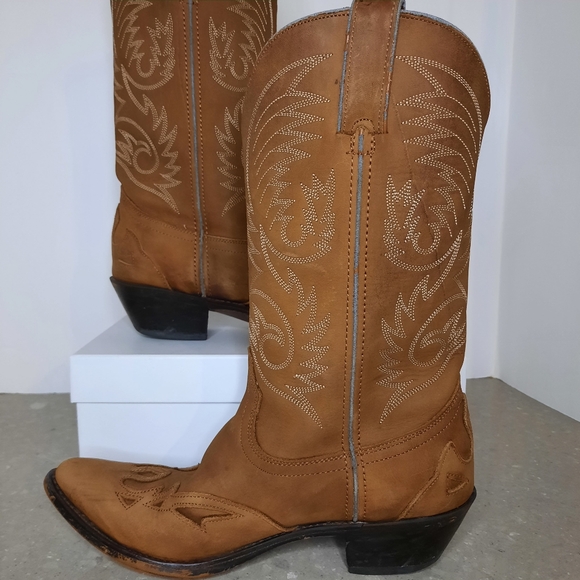 Durango Western Boots RD5302 Tooled Leather Distressed Camel Brown Womens 7.5 - Picture 2 of 14